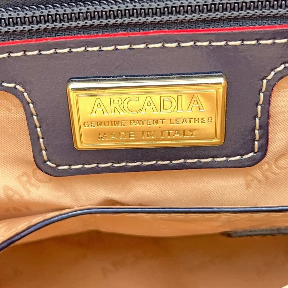 ARCADIA Patent Leather Logo Embossed Business Large Top Handles Tote Bag (Blue) - Picture 14 of 14